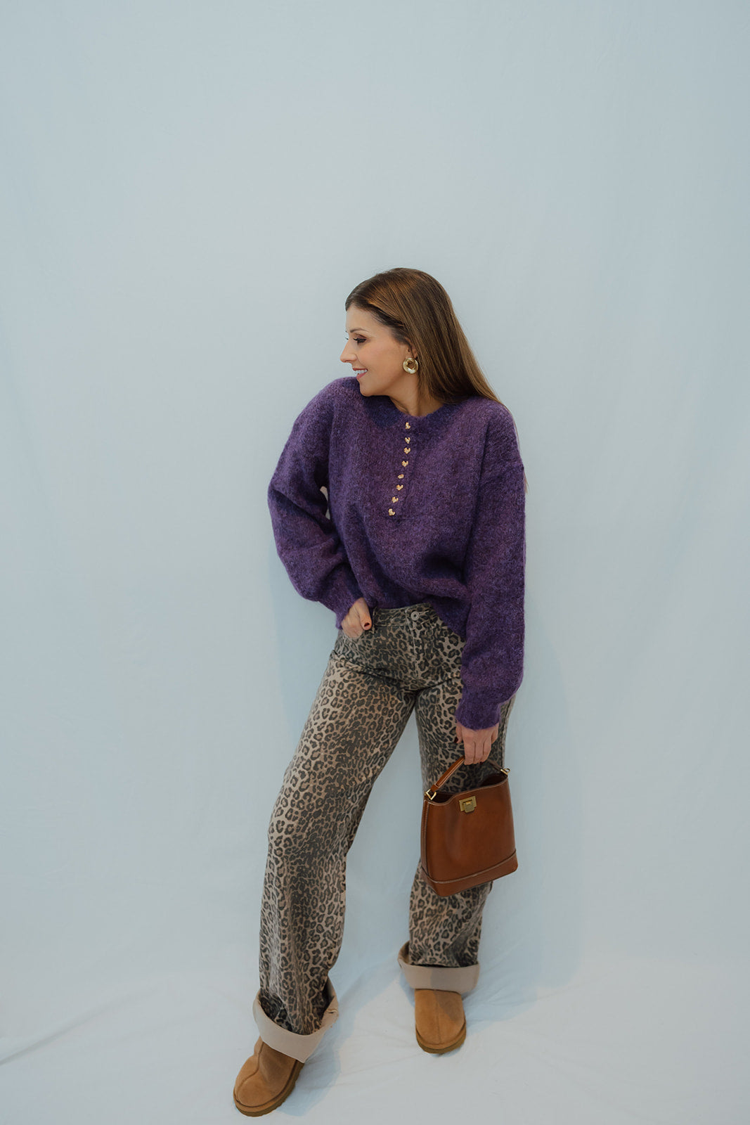 Leopard wide-leg jeans