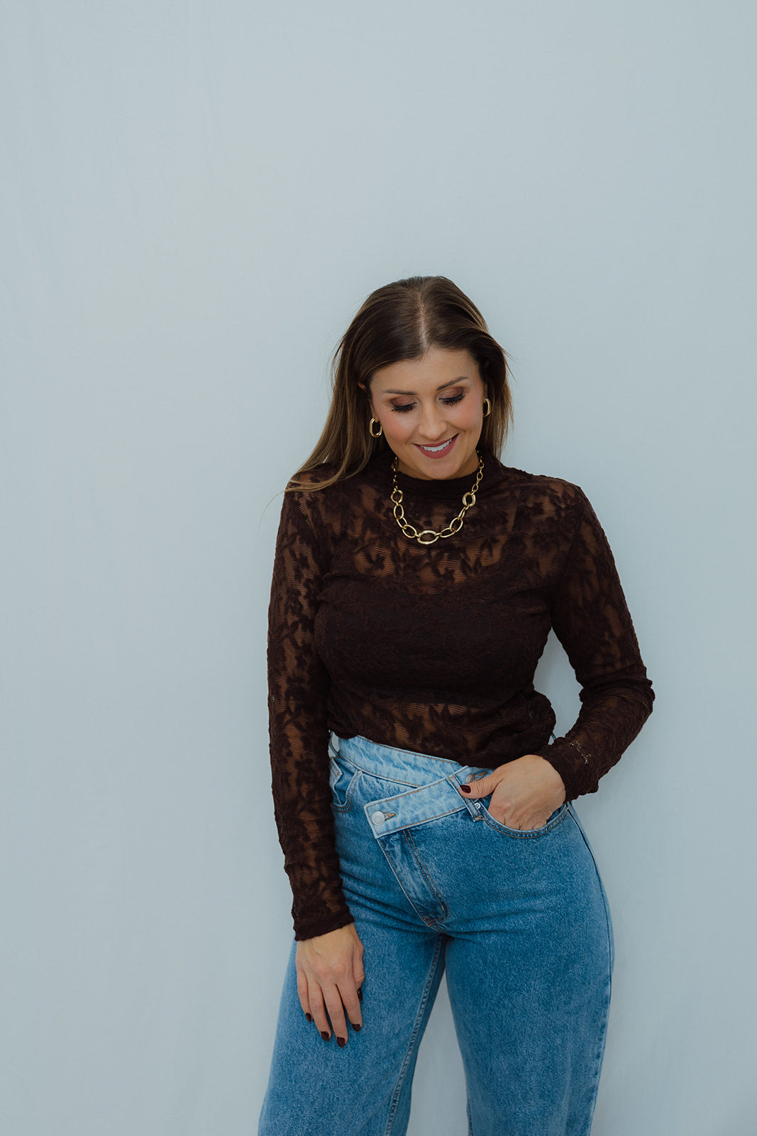 Talia lace top chocolate