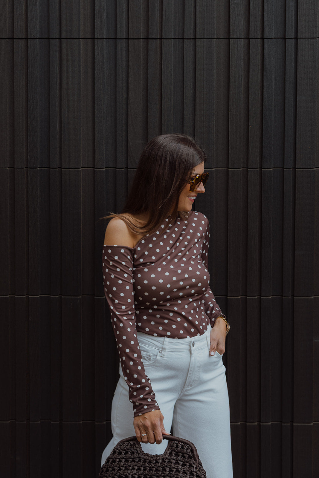 Noa polkadot top chocolate