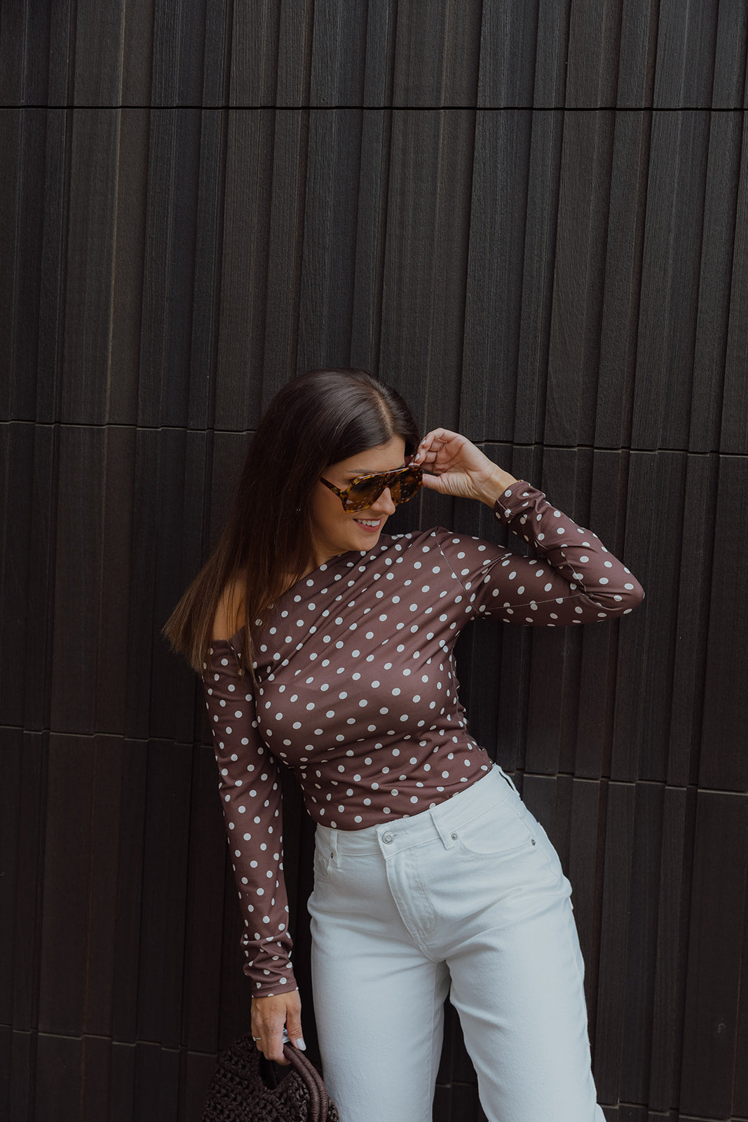 Noa polkadot top chocolate