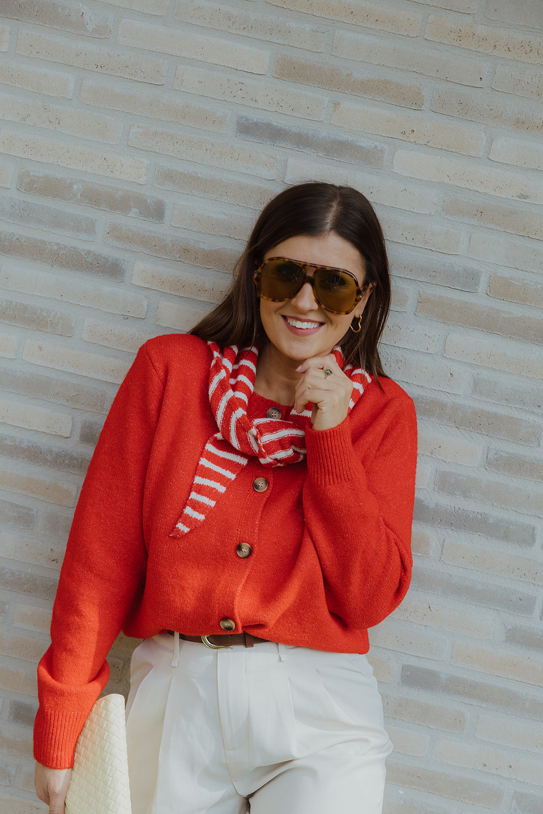 Cerise cardigan + sjaaltje