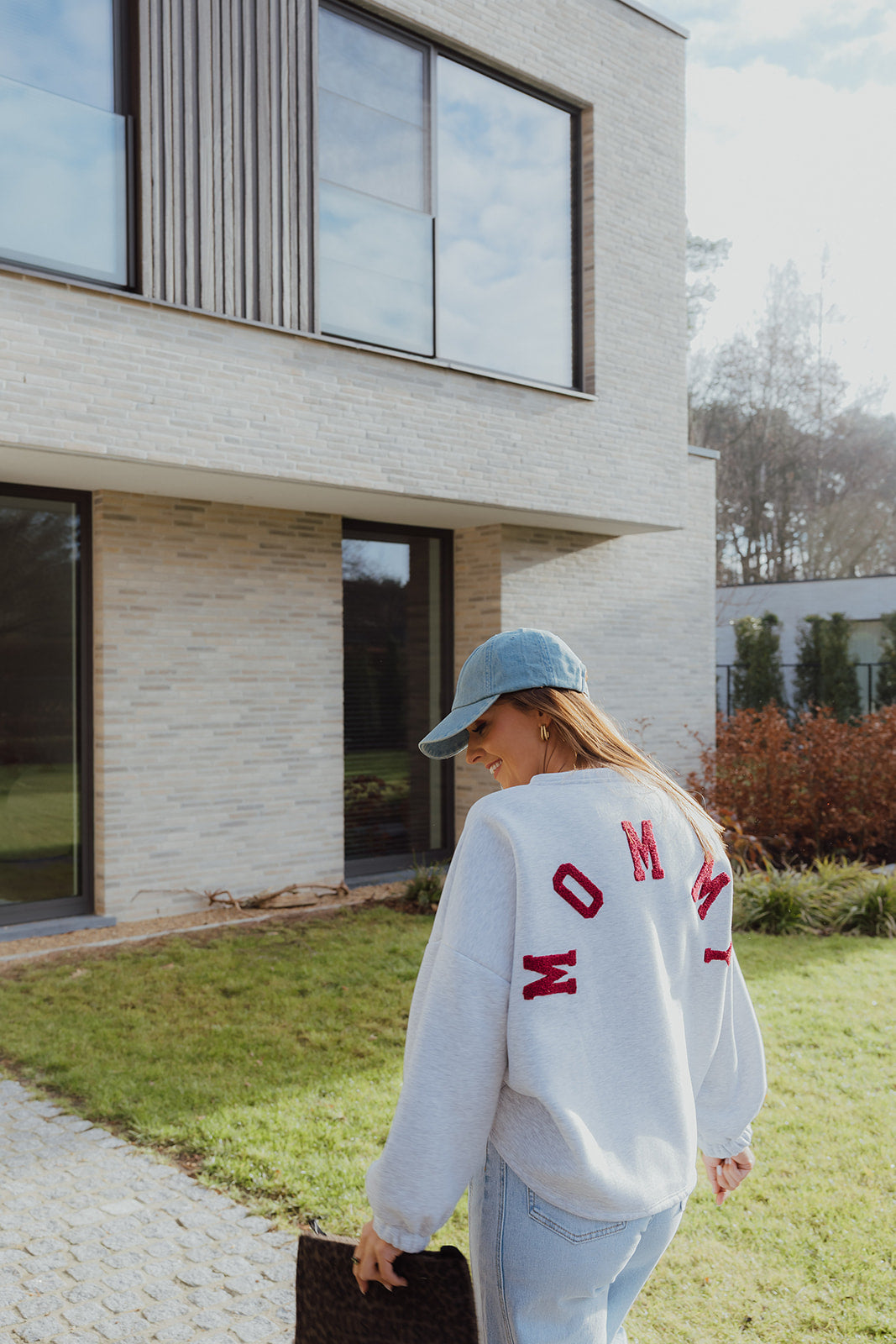 Mommy sweater grijs/bordeaux