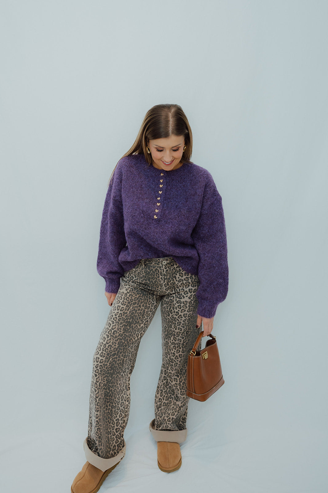 Leopard wide-leg jeans