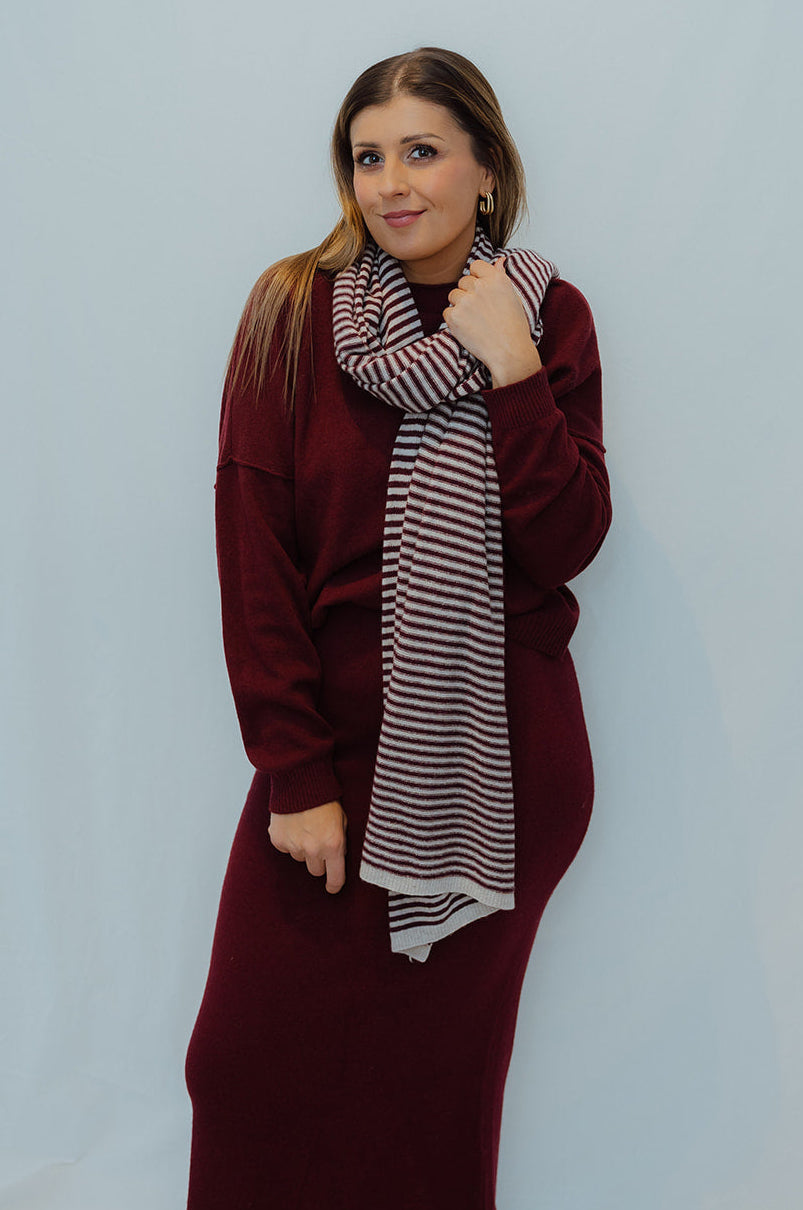 Elodie sjaal bordeaux/ecru