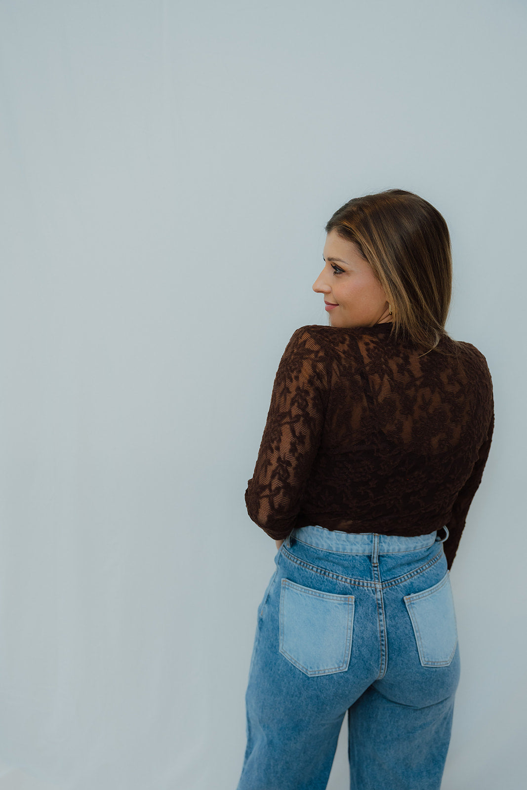 Talia lace top chocolate