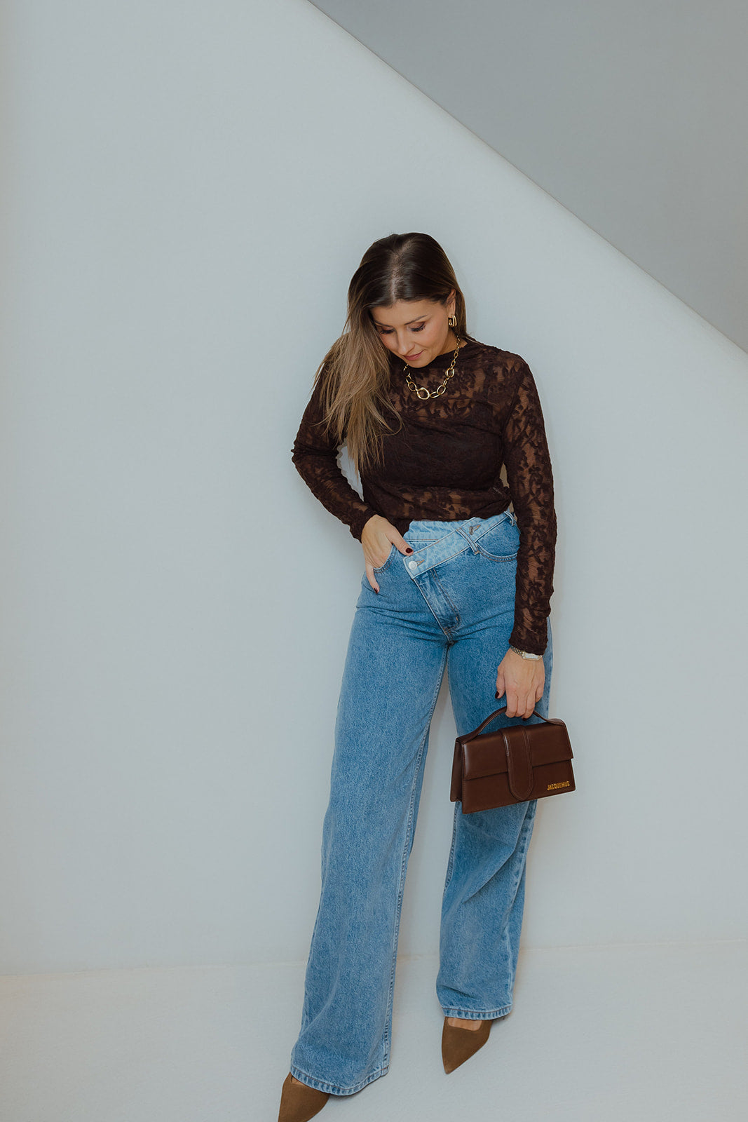 Aya cross-waist jeans