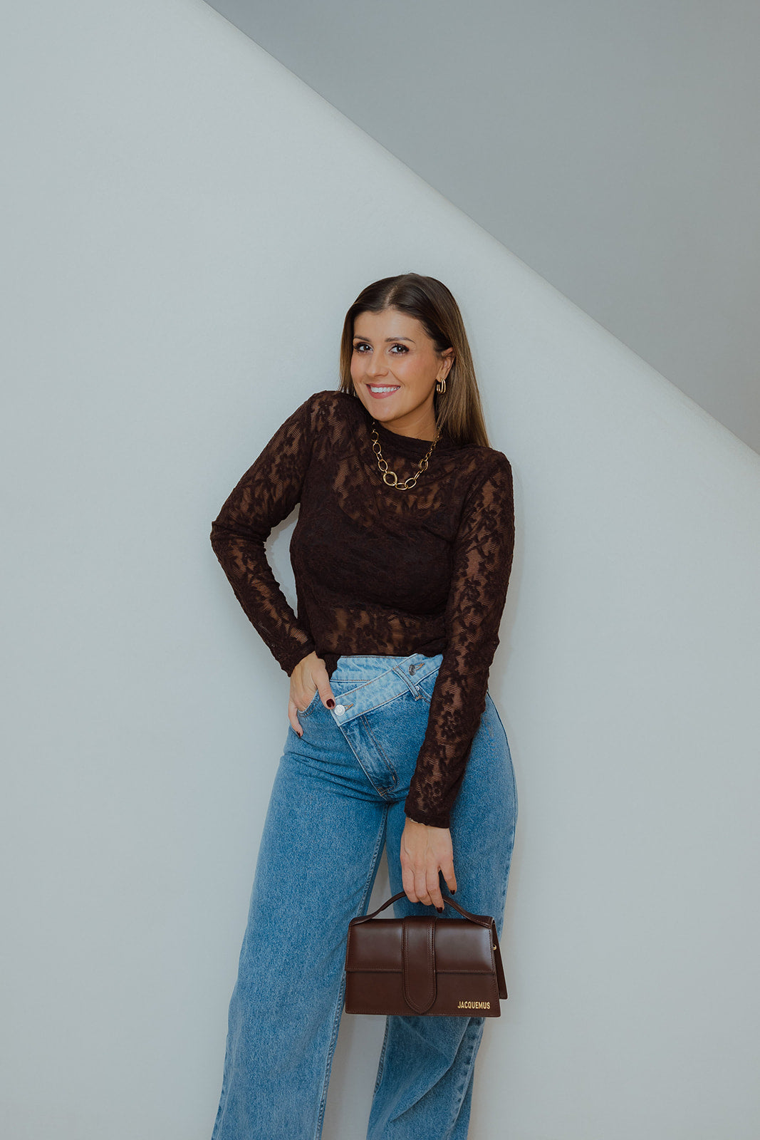 Talia lace top chocolate