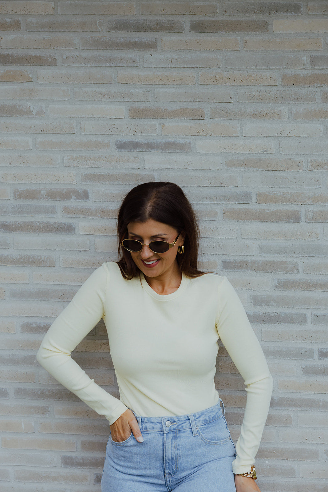 Aloys basic longsleeve botergeel