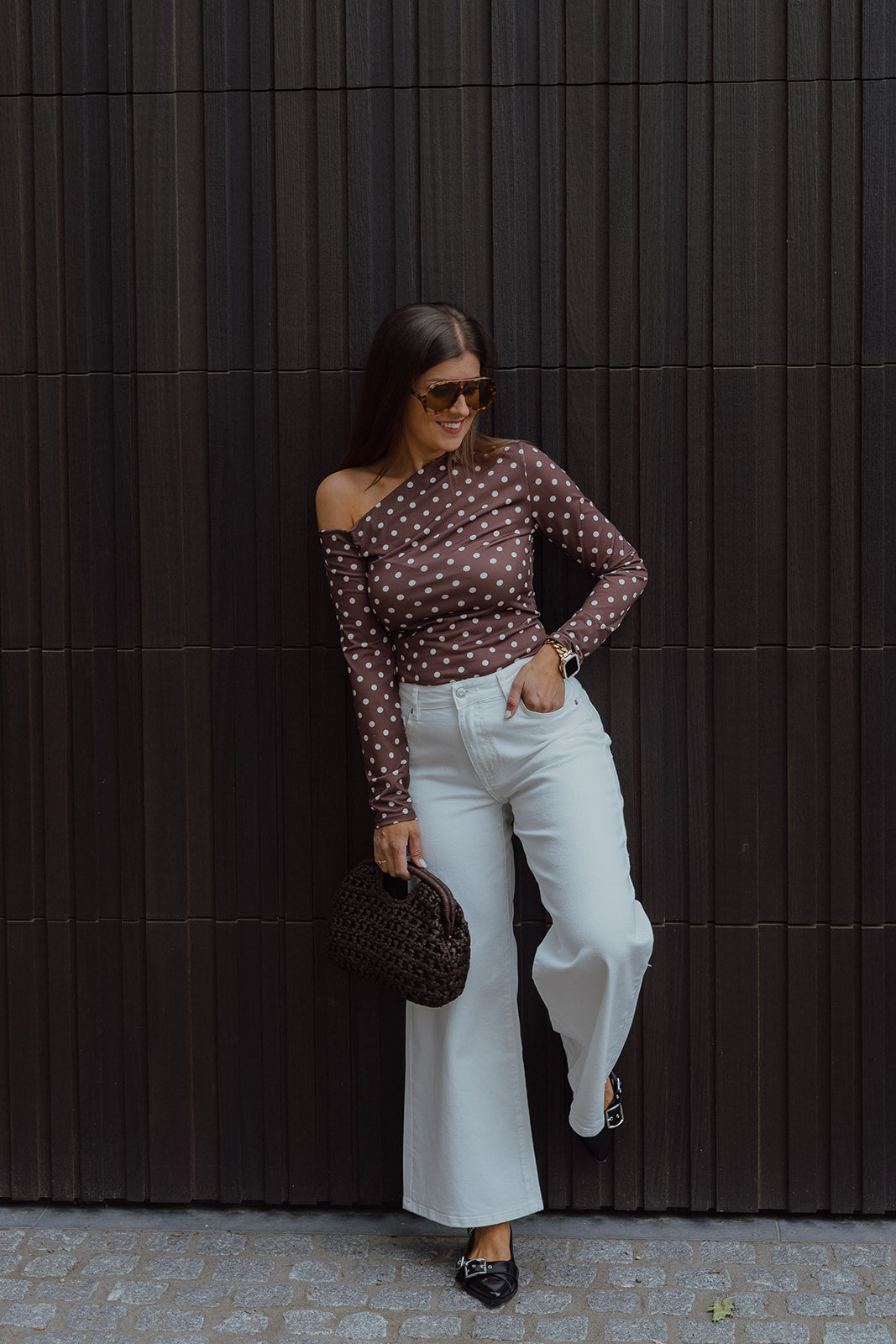 Noa polkadot top chocolate