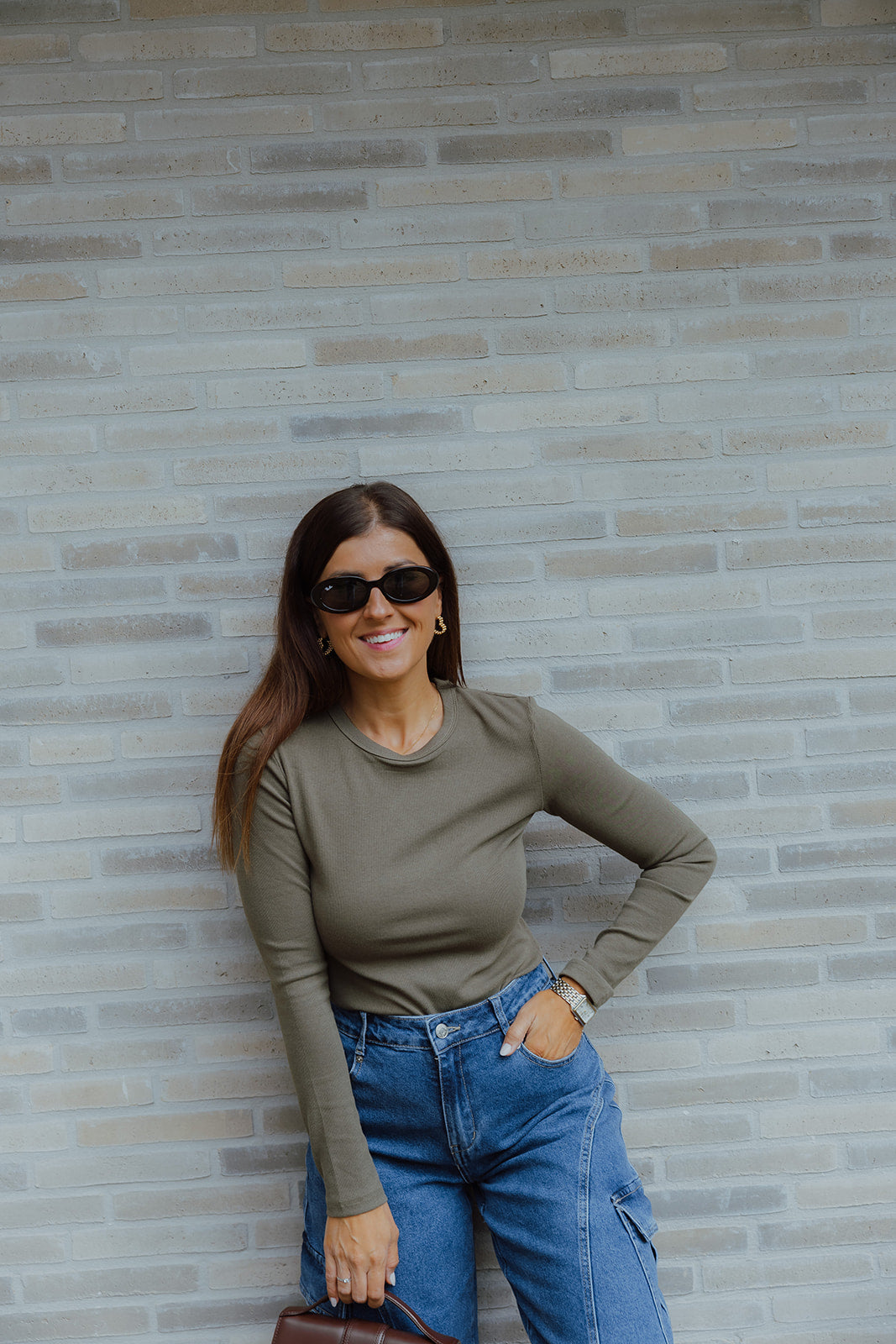 Aloys basic longsleeve khaki