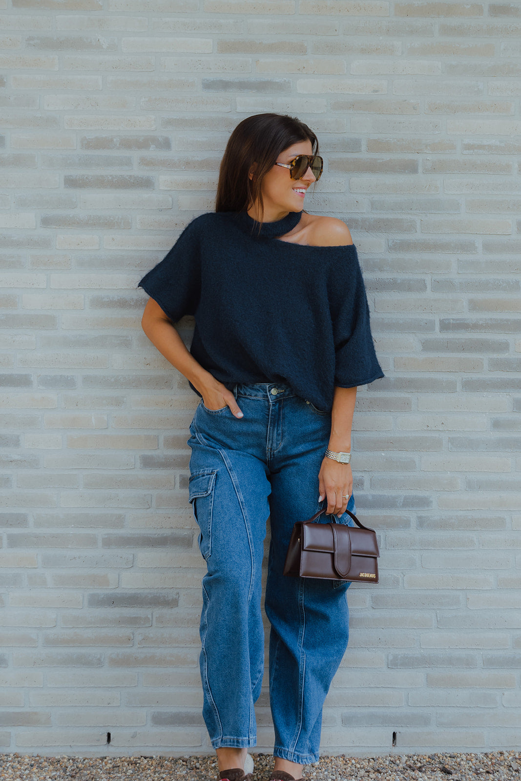 Merle pull marineblauw