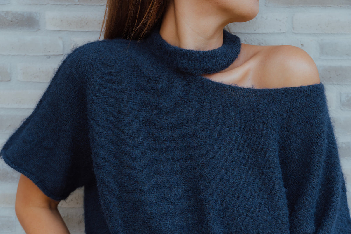 Merle pull marineblauw